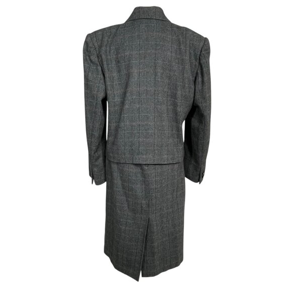 Vintage Sasson 80s Structured Power Suit Gray Wool Blend Tweed Skirt Blazer 14 - Picture 3 of 14